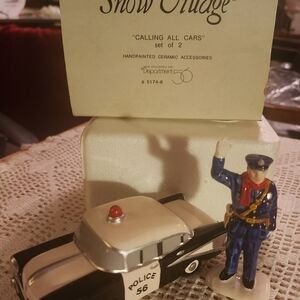 Police Car and Officer Figurine Set from Dept 56
